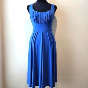 Chaps Women's Blue Sleeveless Halter Top Fit & Flare Midi Dress Size Small